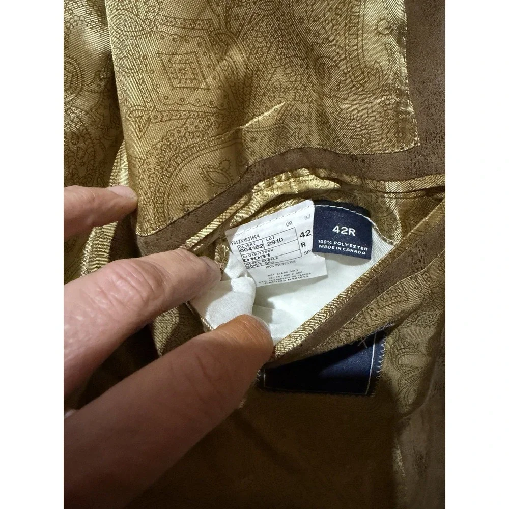 Cremieux Mens Two Button Sport Coat Micro Suede Polyester Brown Size 42R